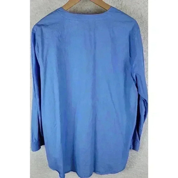 Woman Within Perfect Pintuck Top Women 1X 22/24 Blue Tunic Classic Career Office - Picture 11 of 14